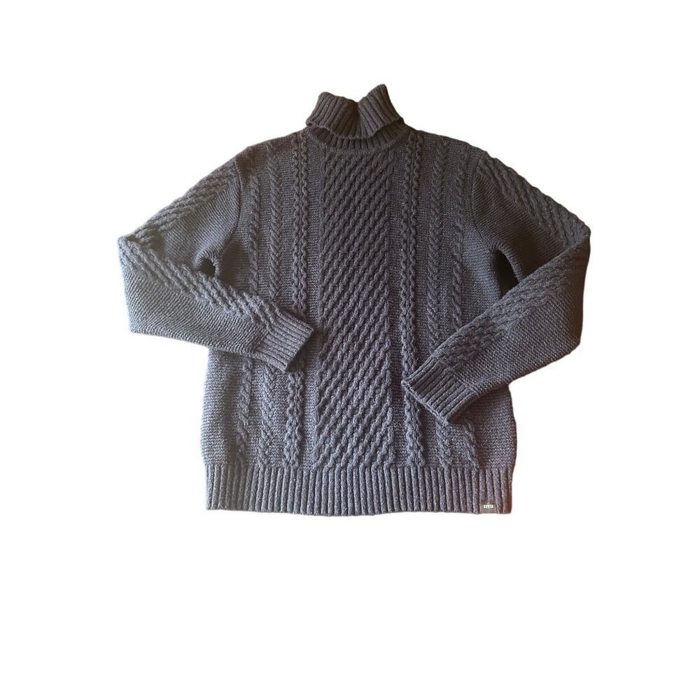 Edwin Turtleneck Sweater Navy Blue Cable Knit Tokyo Japan Heritage Chunky Knit